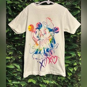 Disney Mickey Minnie Mouse T Shirt Tie Dye White Girls XS 4 New
